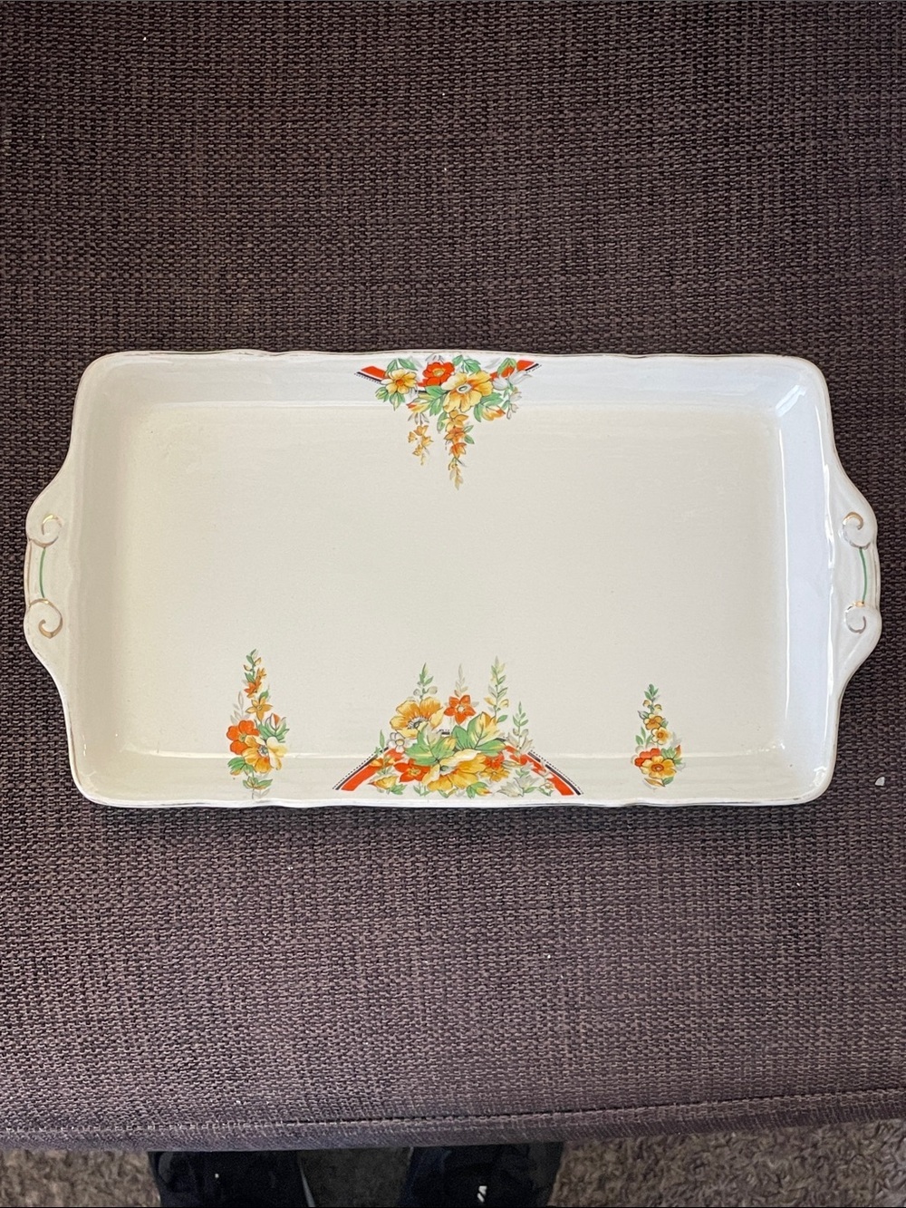 Vintage W.H. Grindley & Co. ceramic sandwich tray "Eldon" pattern